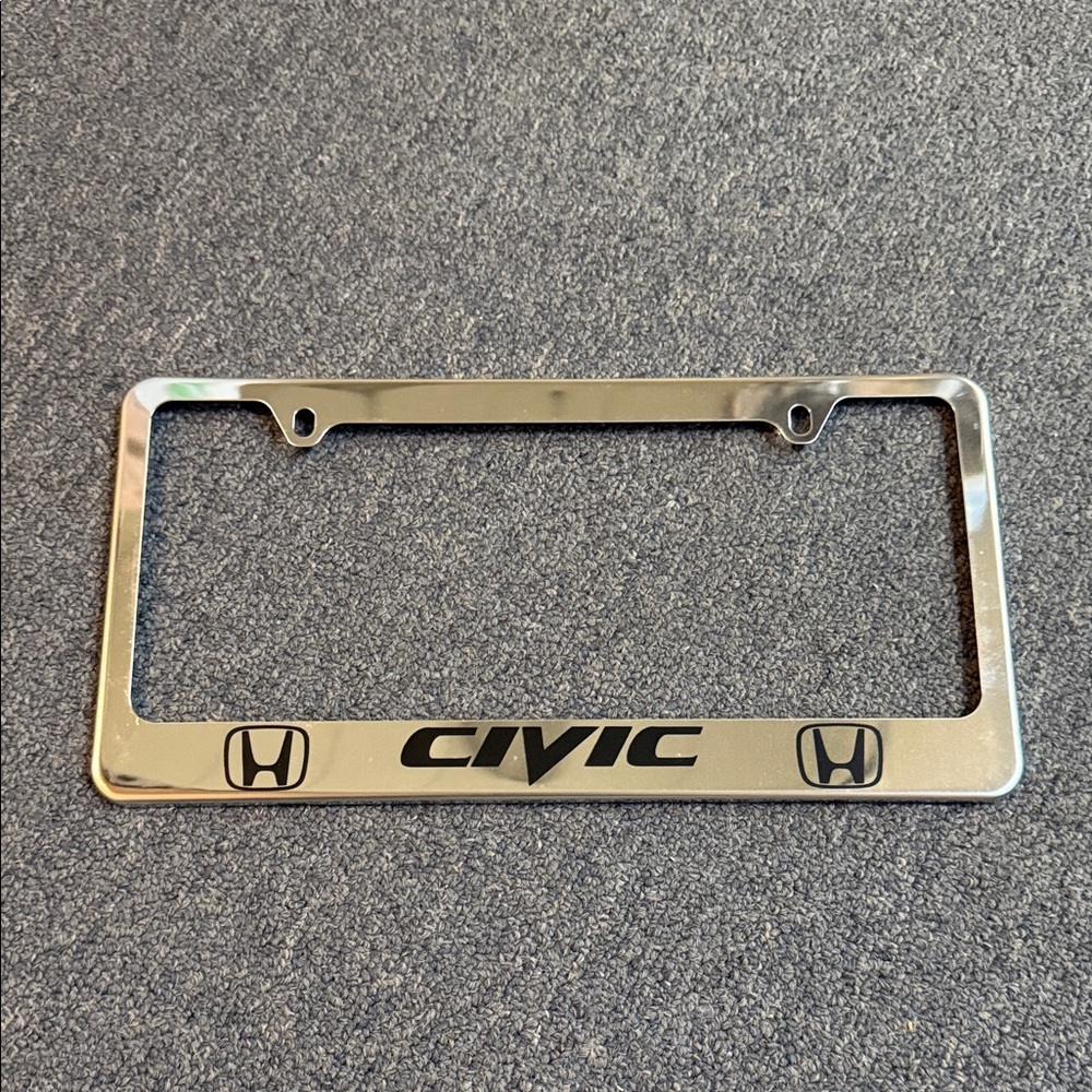 Honda Civic Chrome Silver Metal License Plate Frame